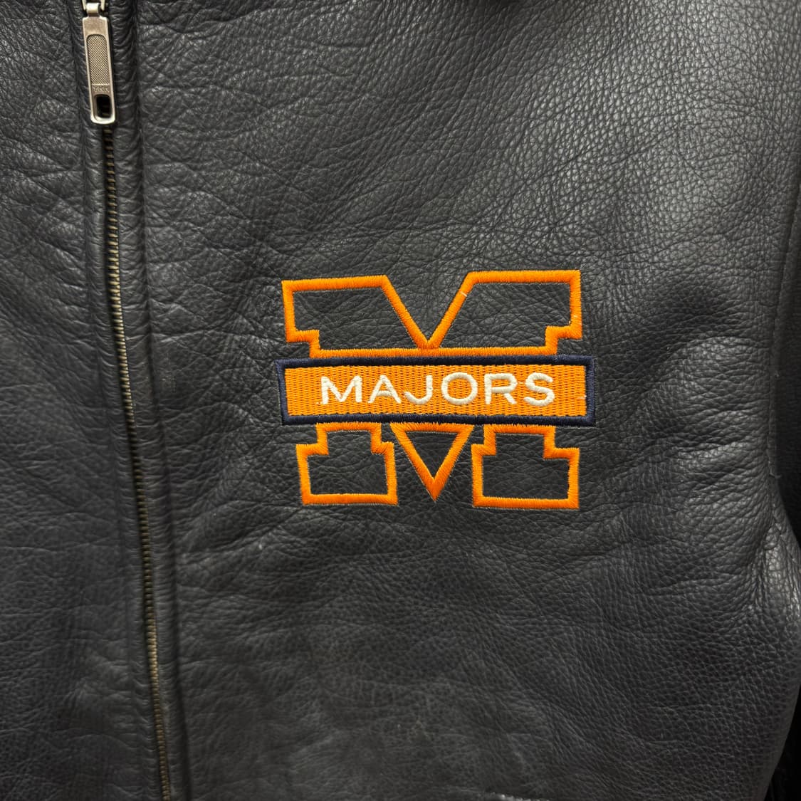 USA VINTAGE 레더 팀 자켓 사이드 자수 레터링 포인트 블랙 상품이미지5