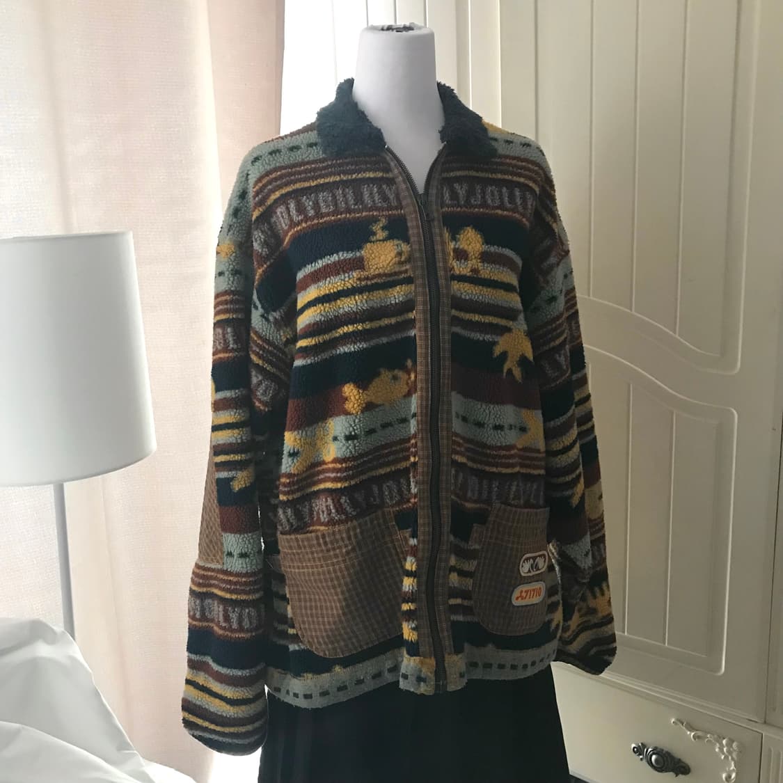 빈티지 보헤미안st 뽀글 카라 후리스 자켓 M 상품이미지1