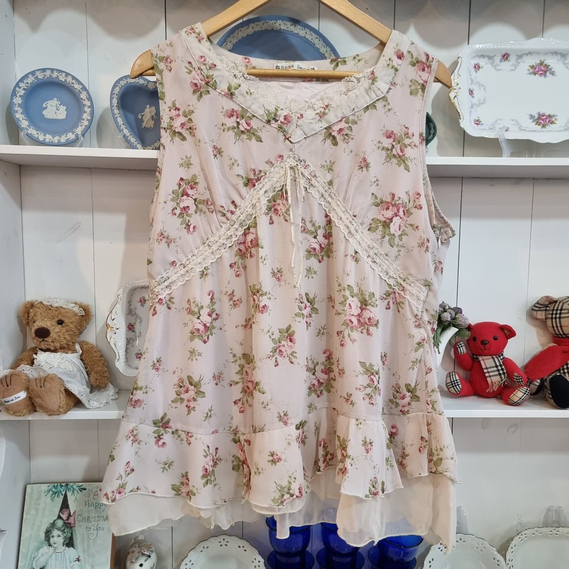 플라워 패턴 레이스 핑크 민소매튜닉 상품이미지1