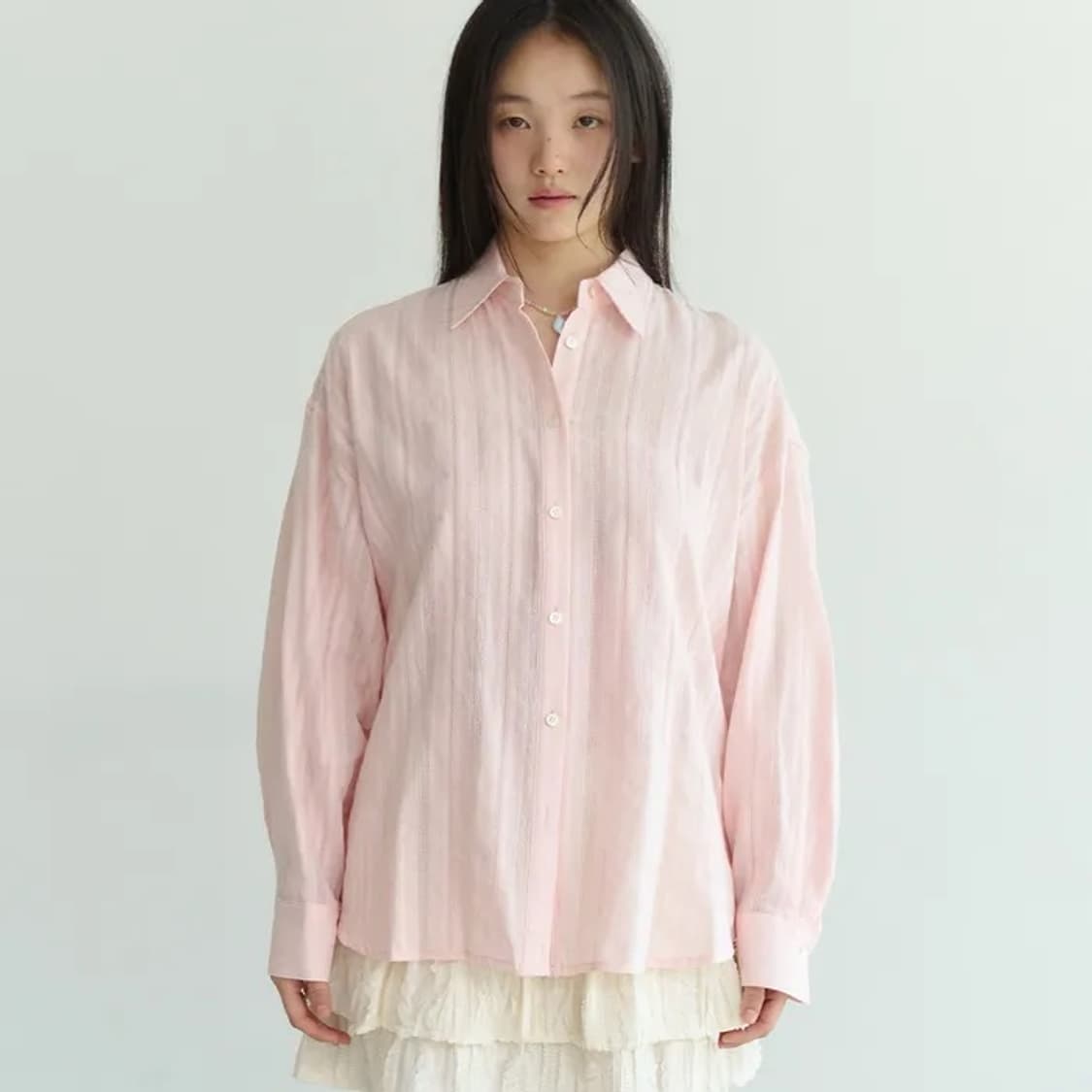 펀프롬펀 아일렛 오버핏 셔츠 피치 EYELET SHIRTS 상품이미지2