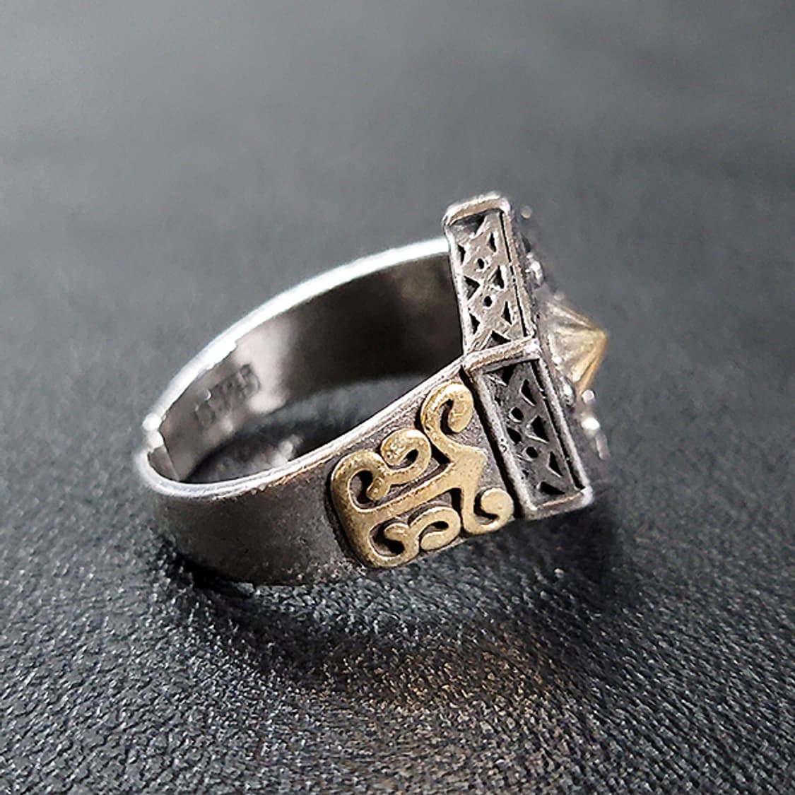 Arcanis 실버 남자 엔틱 빈티지 명품 태양 명예 수호 반지 상품이미지3