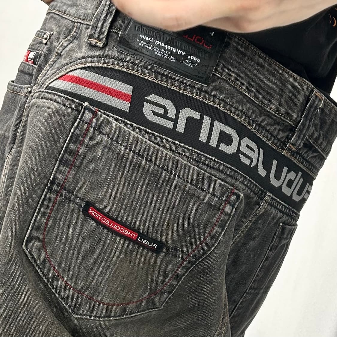 후부 올드스쿨 흑청 와이드 데님 팬츠 상품이미지2