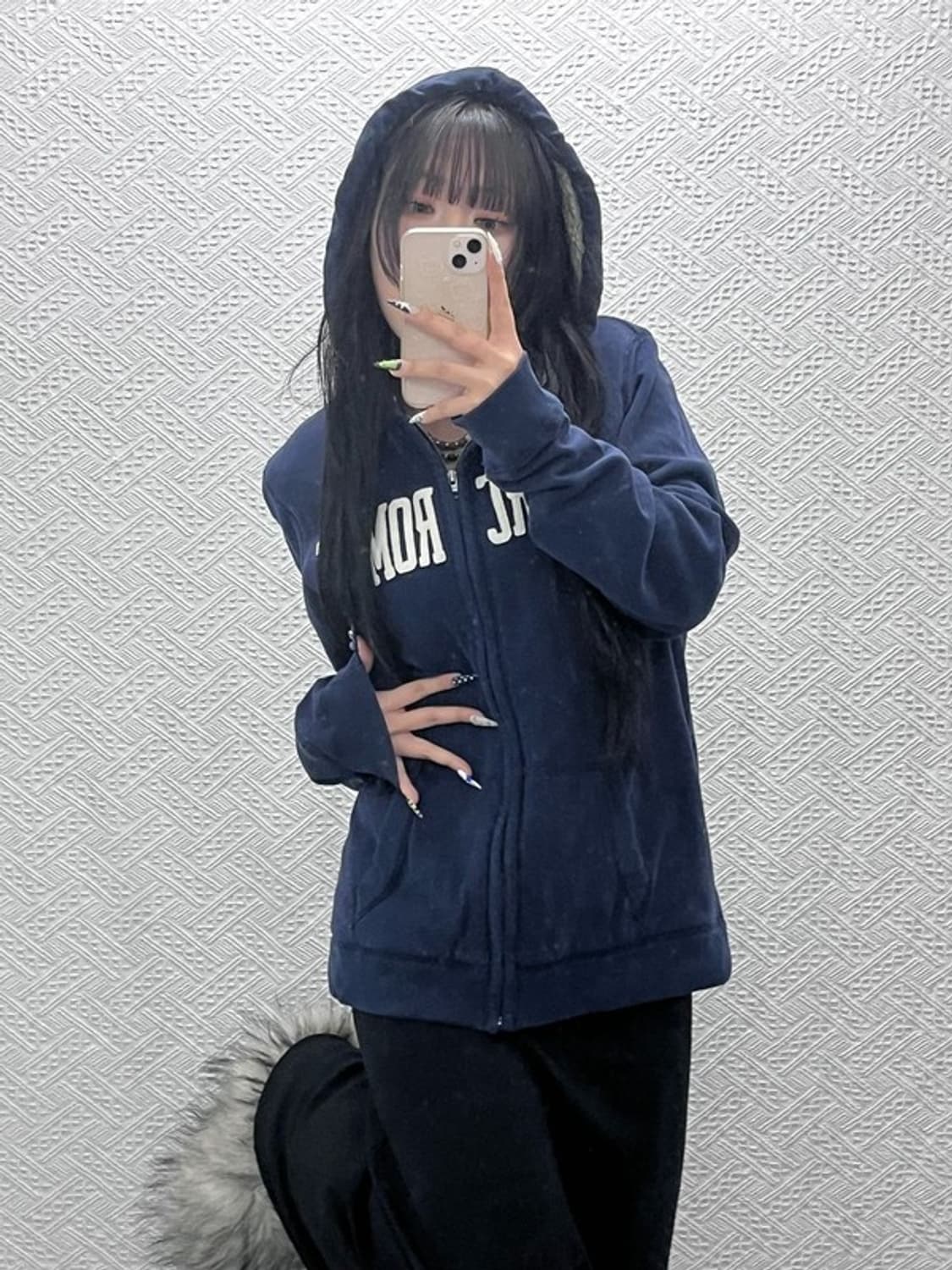 아베크롬비 캐주얼 레트로 스펠로고 양털 후드집업 L C08774 상품이미지2