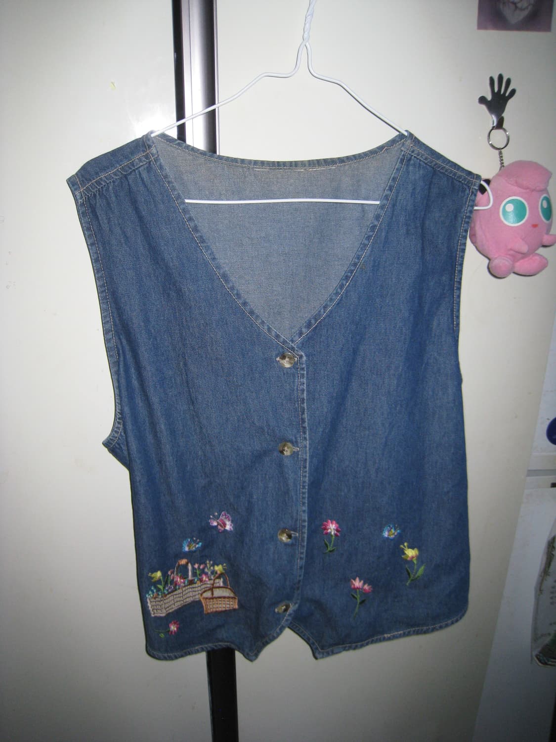 모리걸 플라워 자수 청베스트 상품이미지1