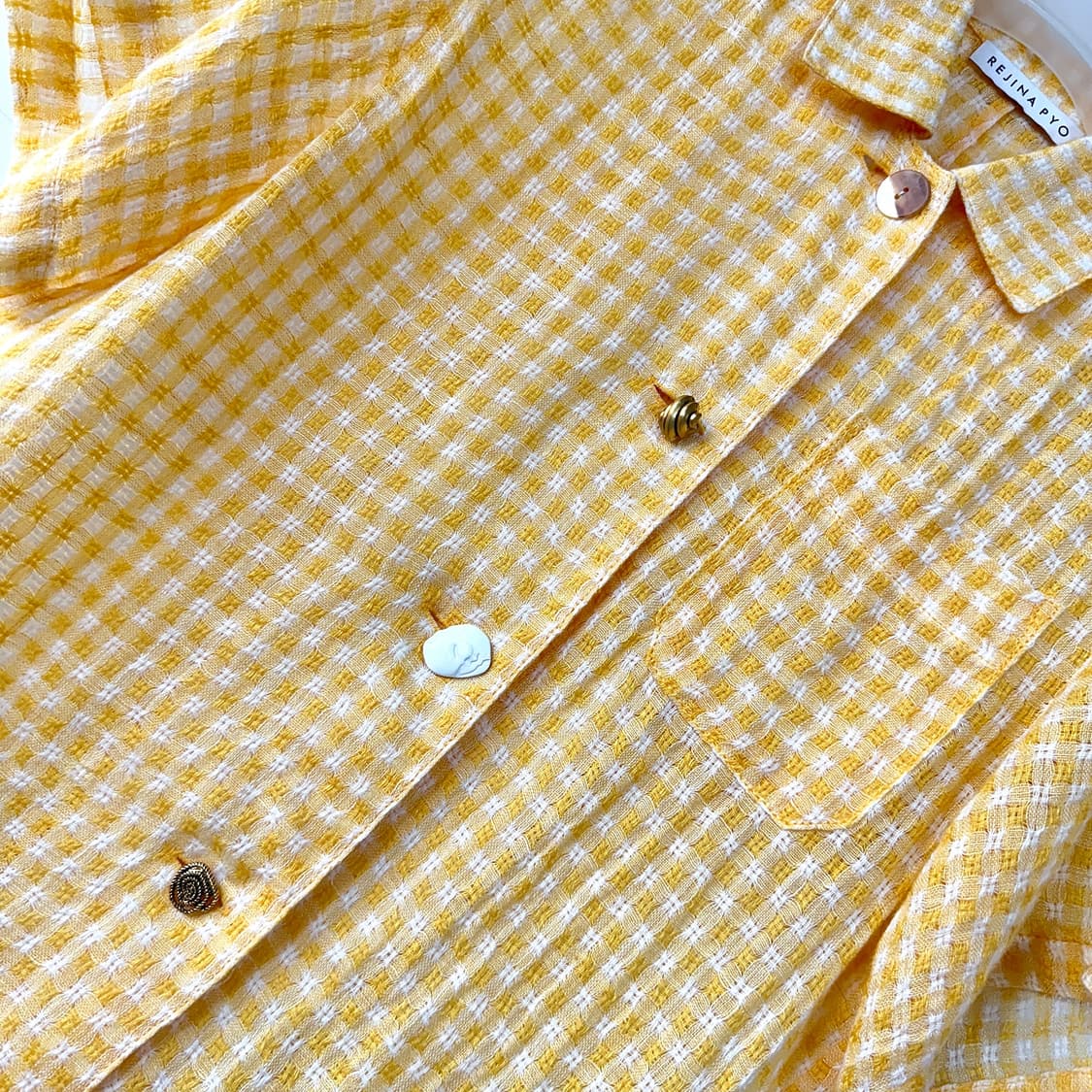 레지나표 린넨 체크 반팔 셔츠 상품이미지5