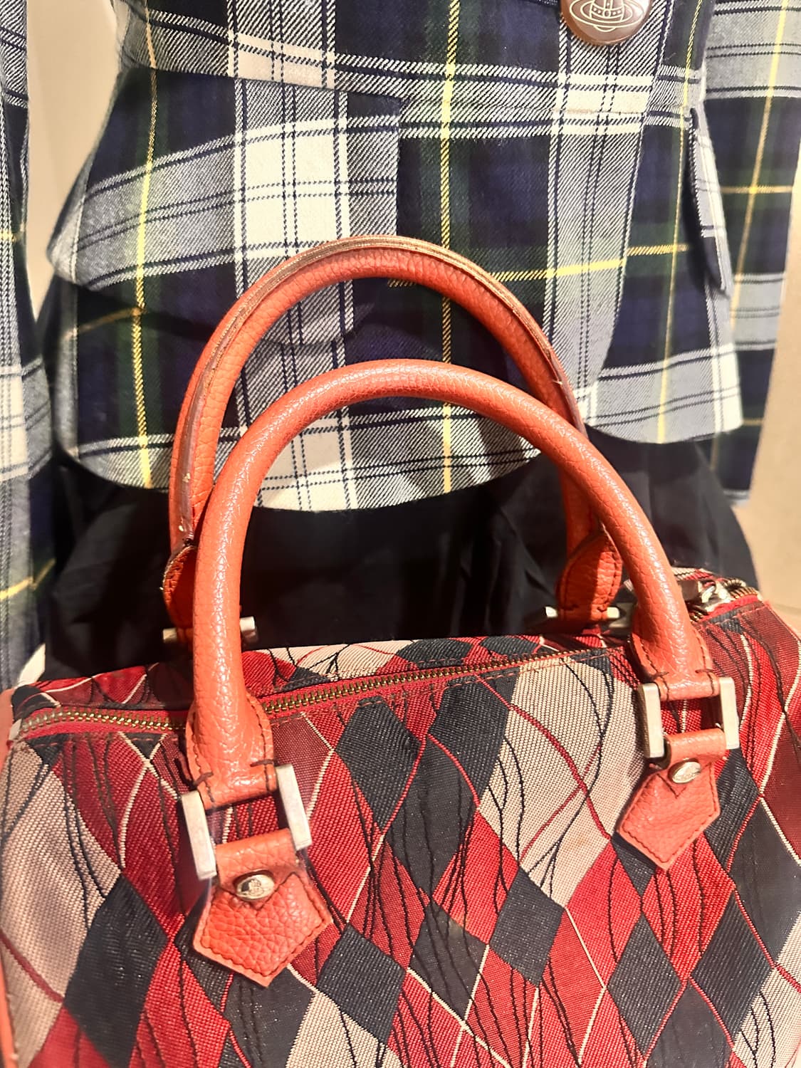 비비안웨스트우드 아가일 체크무늬 orb백 상품이미지3