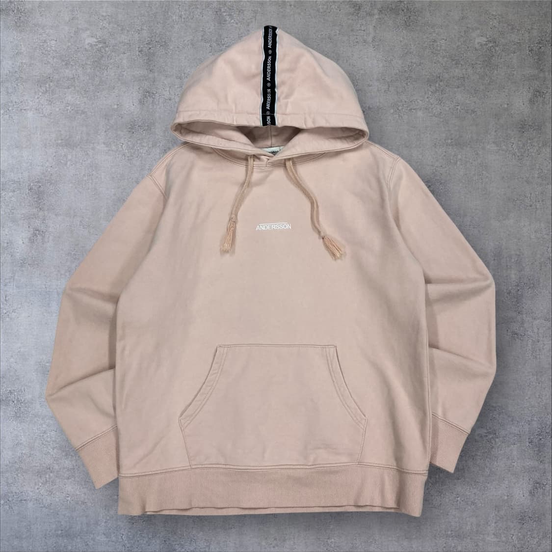 앤더슨벨 핑크 컬러 빅로고 후드티 상품이미지2