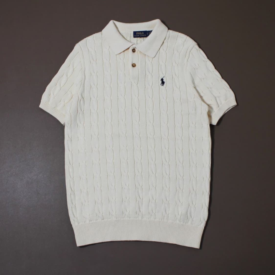 Polo 폴로 랄프로렌 화이트 케이블 반팔 니트 상품이미지1