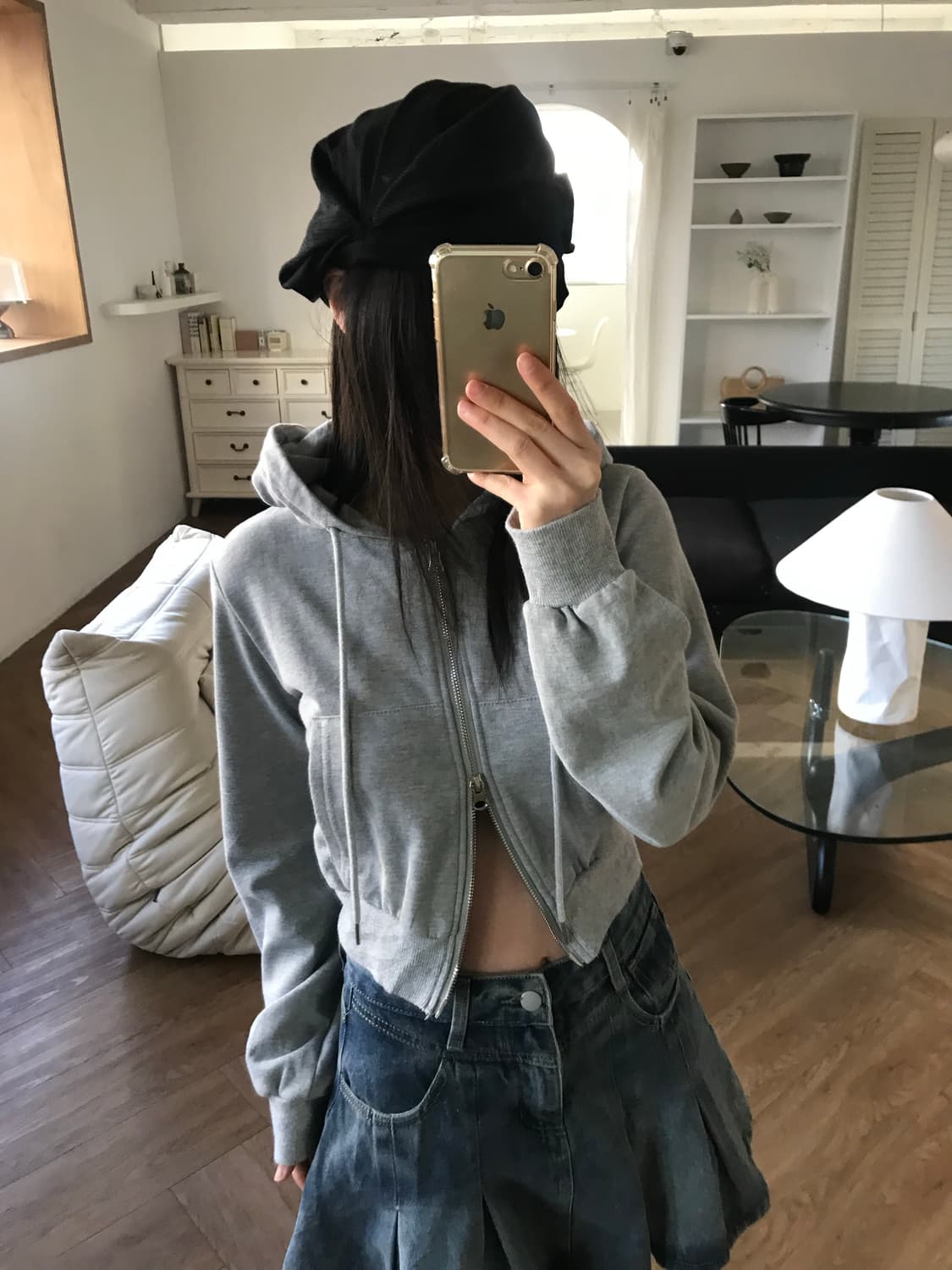 vintage grey crop hood-zip up 상품이미지6