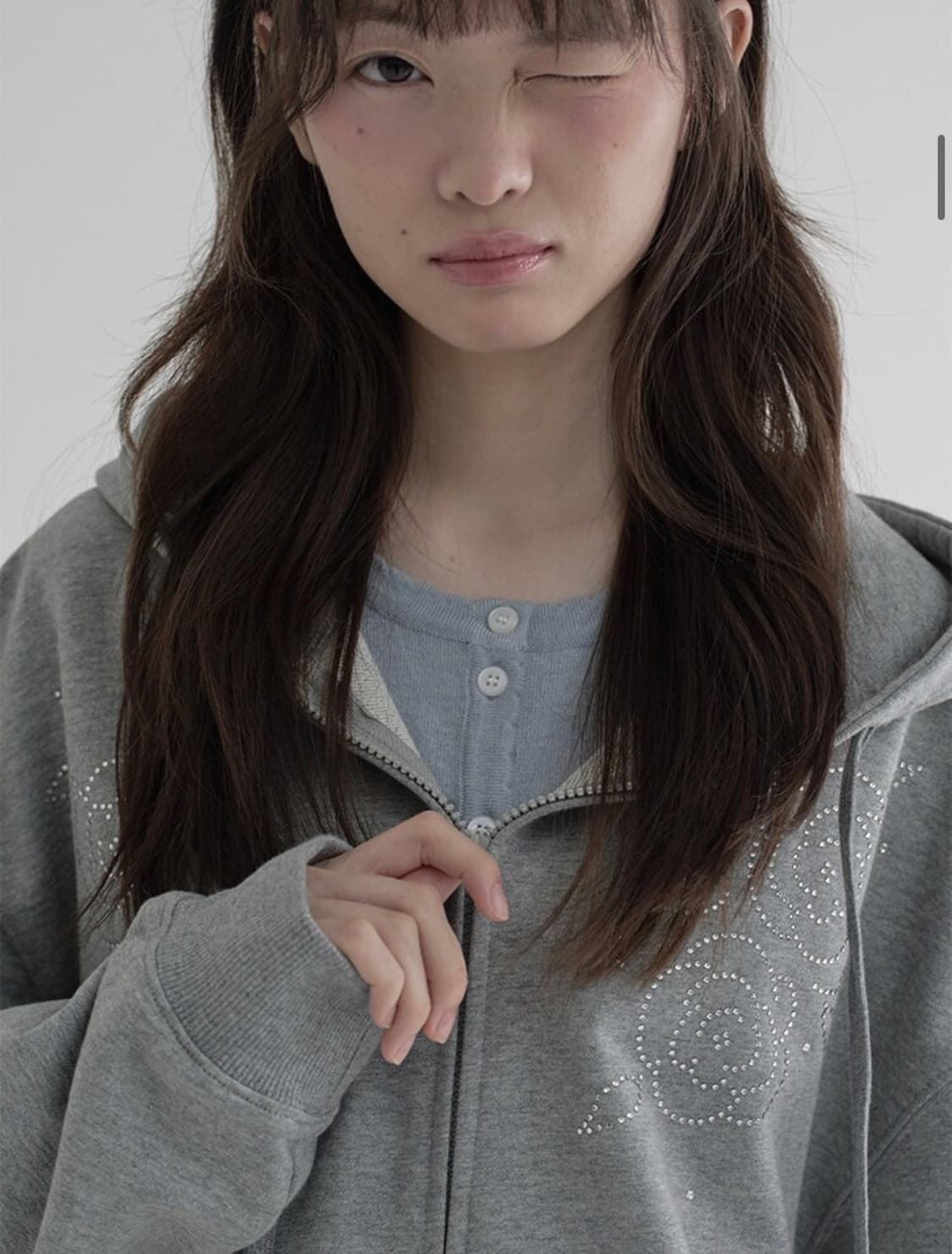 로즈 후드집업 그레이 상품이미지2