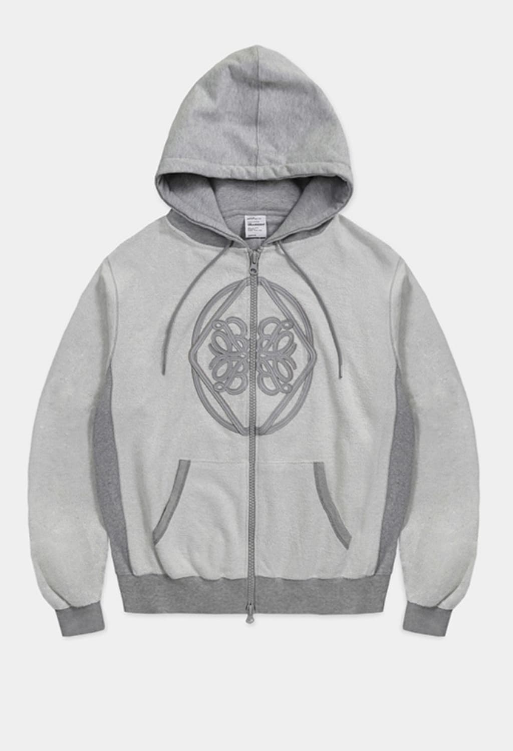 배드블러드 롬버스 레더 패치 후드집업 그레이 상품이미지2