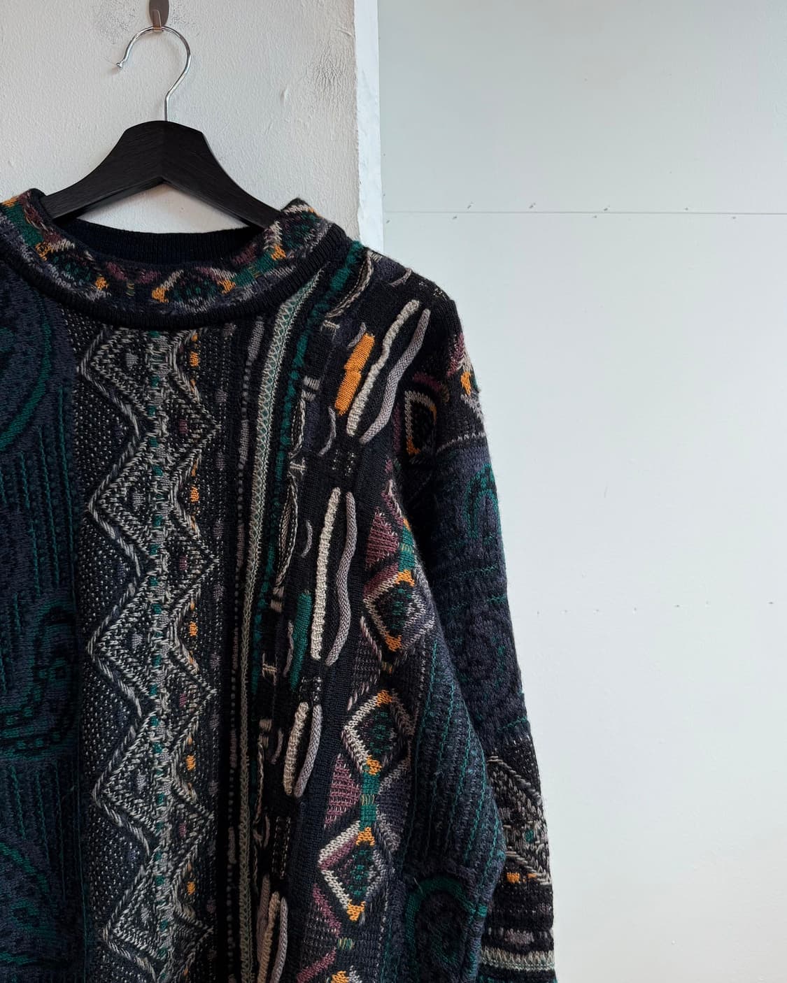 쿠지 블랙 패턴 케이블 울 니트  상품이미지5