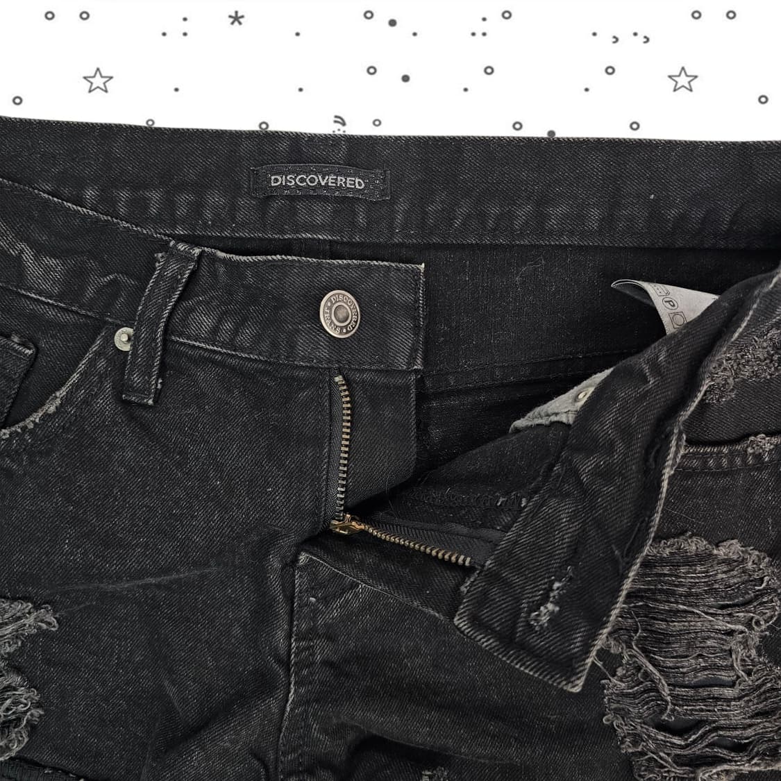  DISCOVERED 데미지 블랙 데님 숏팬츠 상품이미지2