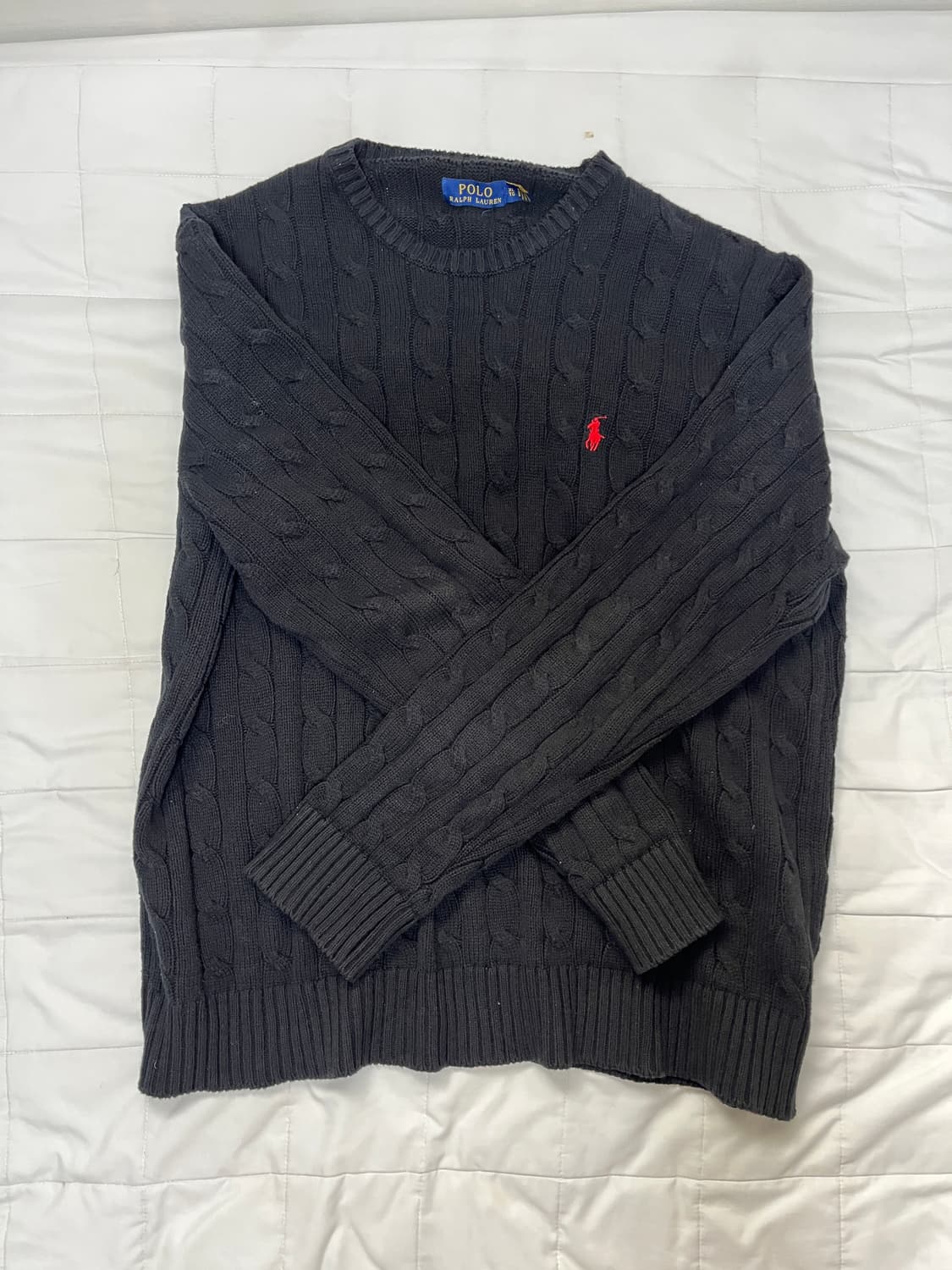 폴로 케이블 코튼 니트 블랙 XL 상품이미지1