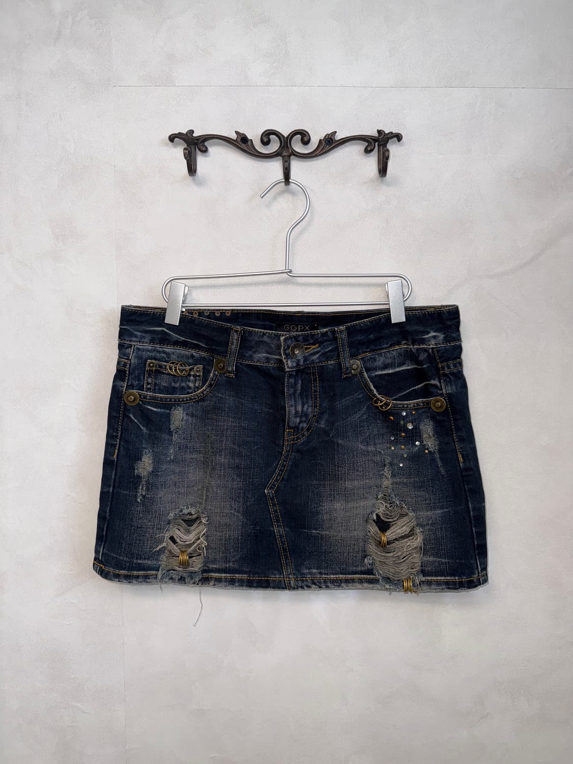 GGPX destroyed piercing washing denim sk 상품이미지1