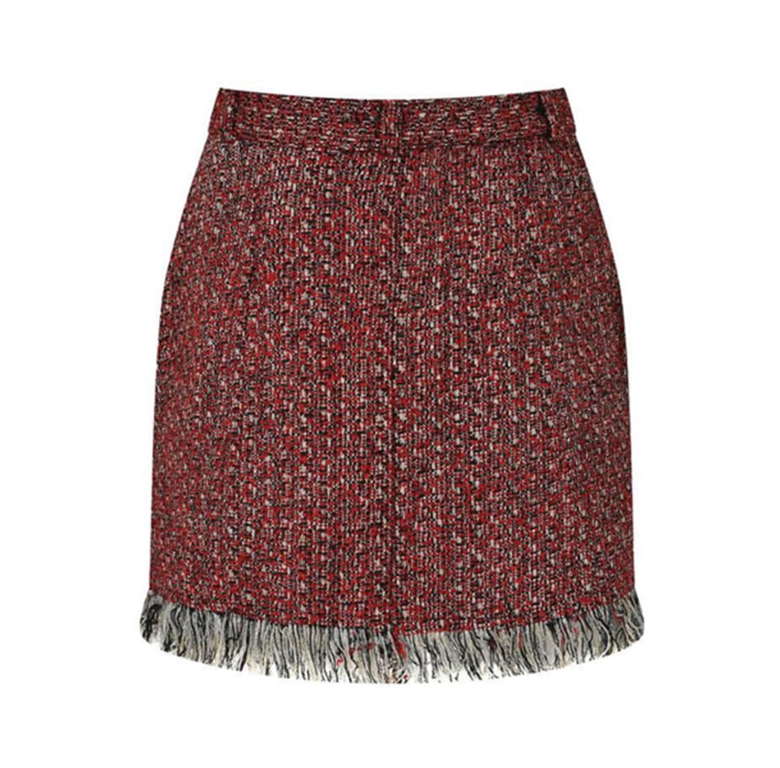 큐리티 레드 버건디 프린지 스커트 치마 상품이미지2