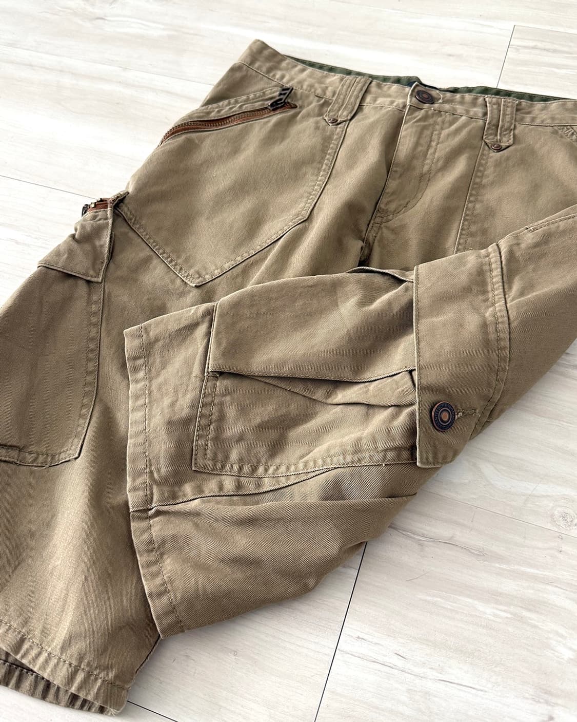 Y2k Beige Pocket Detail Capri Pants 상품이미지9