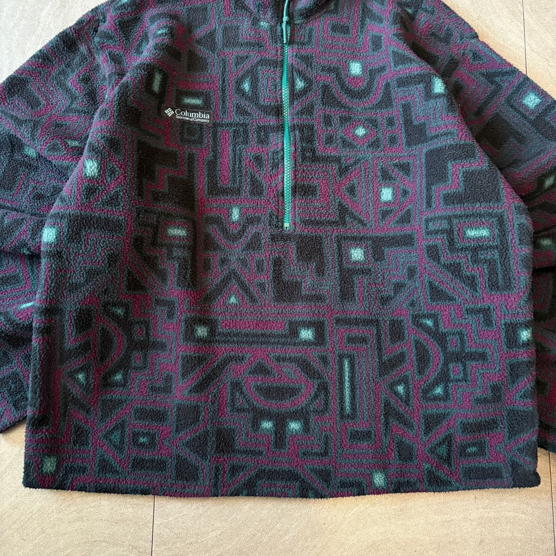 90s 90년대 미국 생산 컬럼비아 아즈텍 플리스 스냅티 상품이미지4