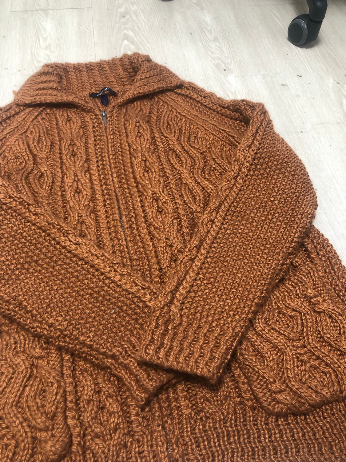 주황색 니트 집업 XL 105 상품이미지3