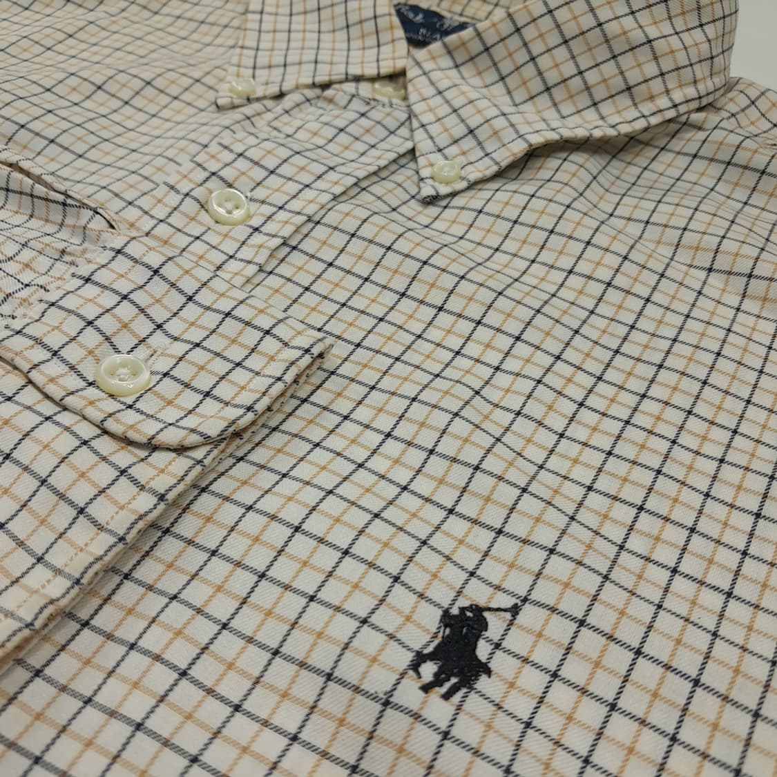 CL943 XL 폴로 90s 홍콩판 네이비브라운 마이크로체크 셔츠 상품이미지4