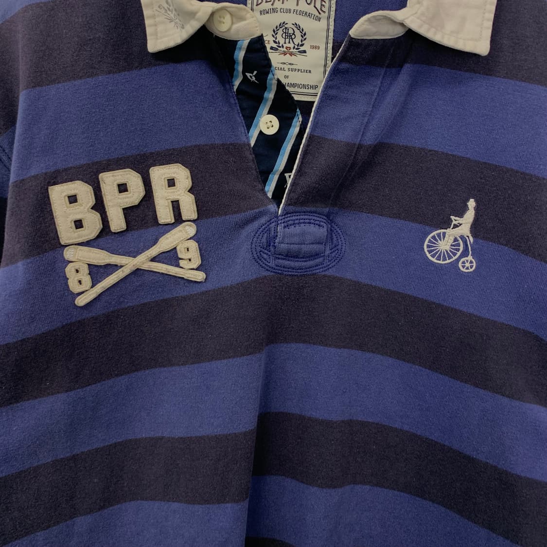 빈폴 자수로고 단가라 럭비 티셔츠 상품이미지3