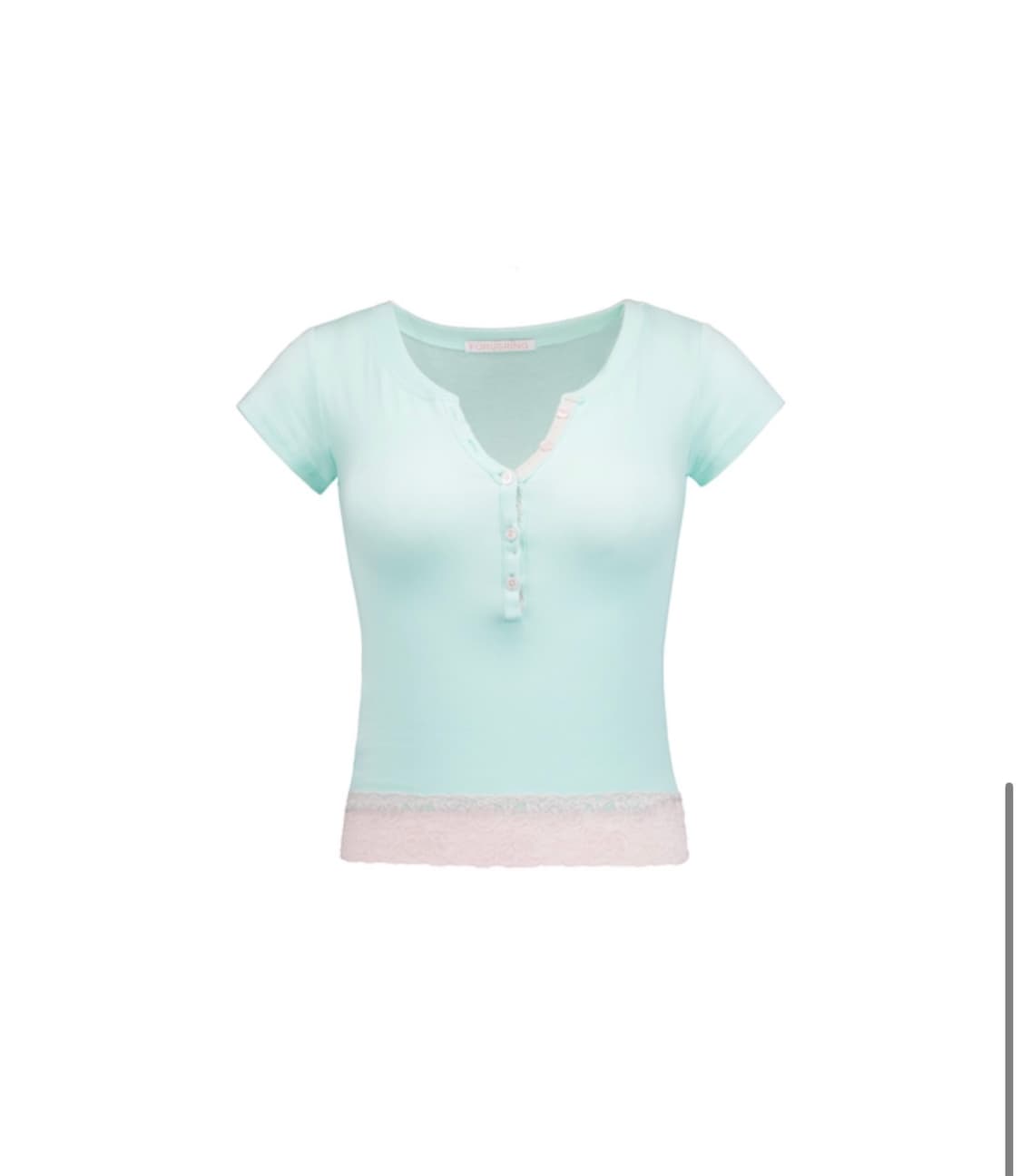 포어링 베이비 파우더 레이스 티 반팔 티셔츠 민트 s 상품이미지2