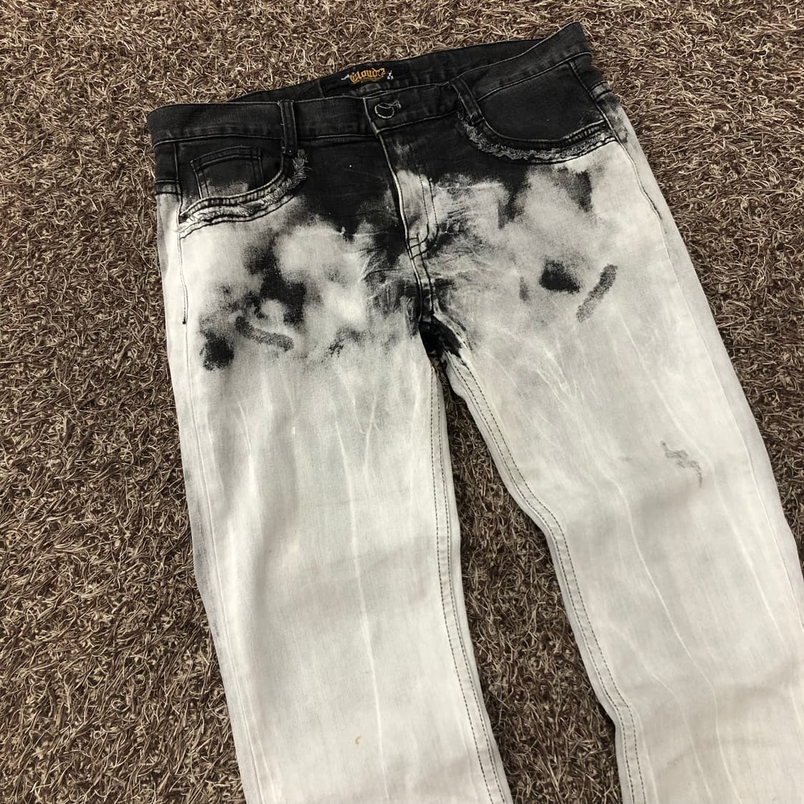 CLOUD72 레더 스컬 패치워크 데님 팬츠 상품이미지5