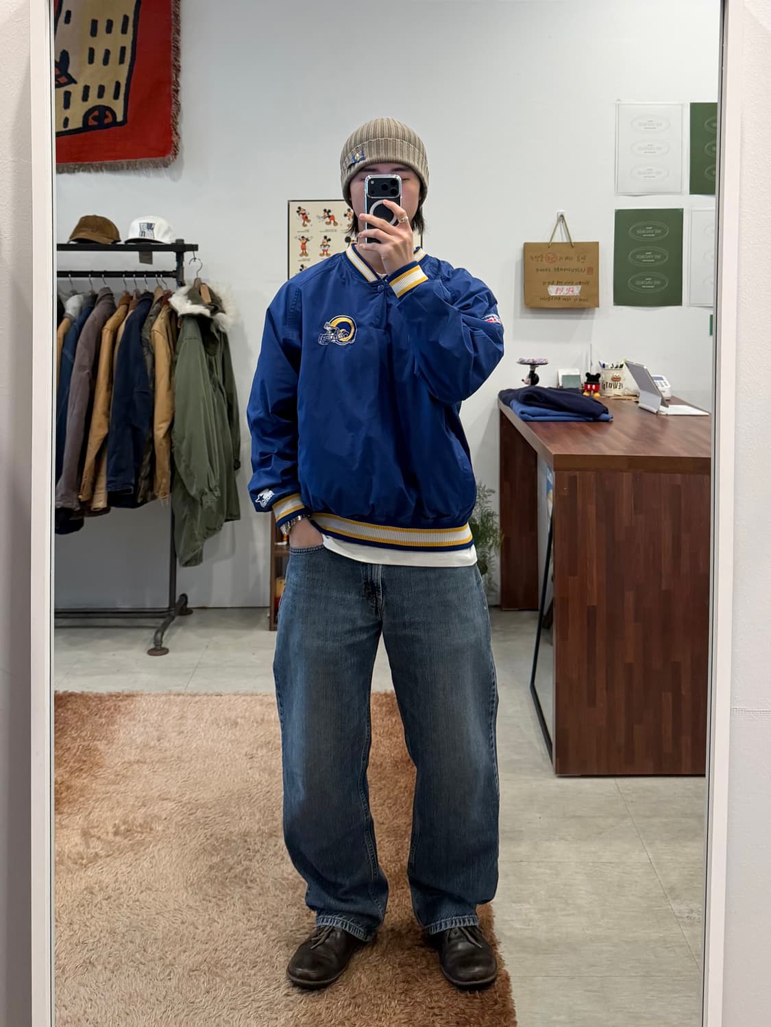 90s Starter 스타터 Pro Line NFL LA램스 나일론 웜업 상품이미지2