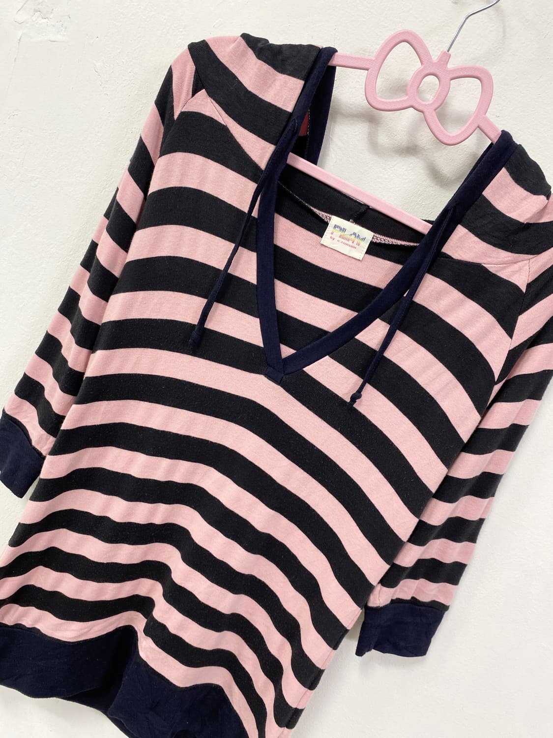 [PLAY] 갸루 핑크 스트라이프 후드 상품이미지8