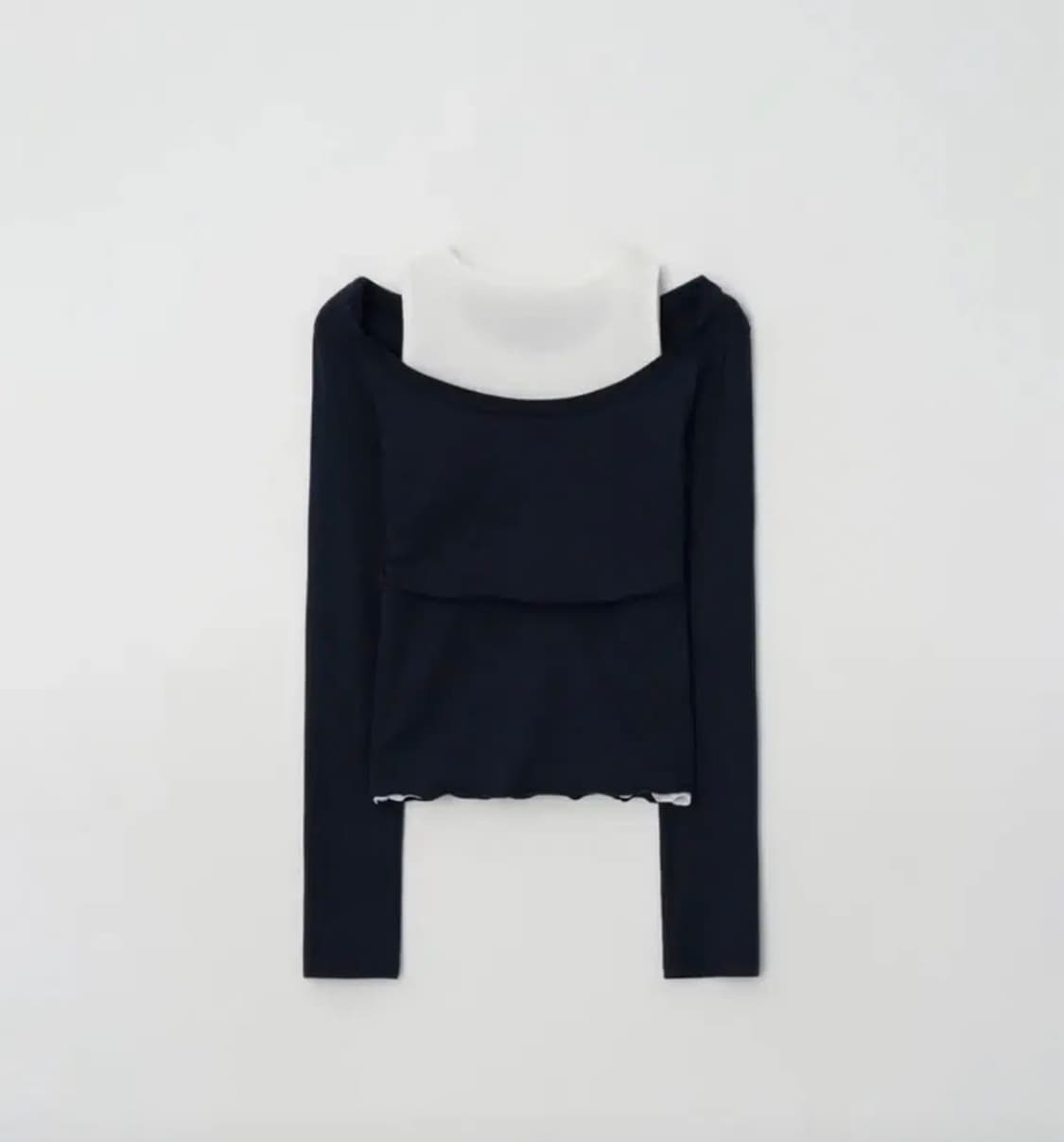 제니오 페이 레이어드 롱 슬리브 네이비 상품이미지1