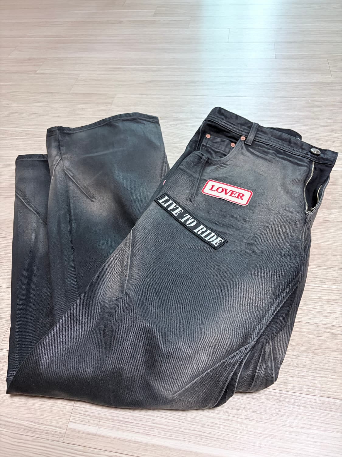 ADSB Patch spray washed wide leg jeans 상품이미지2