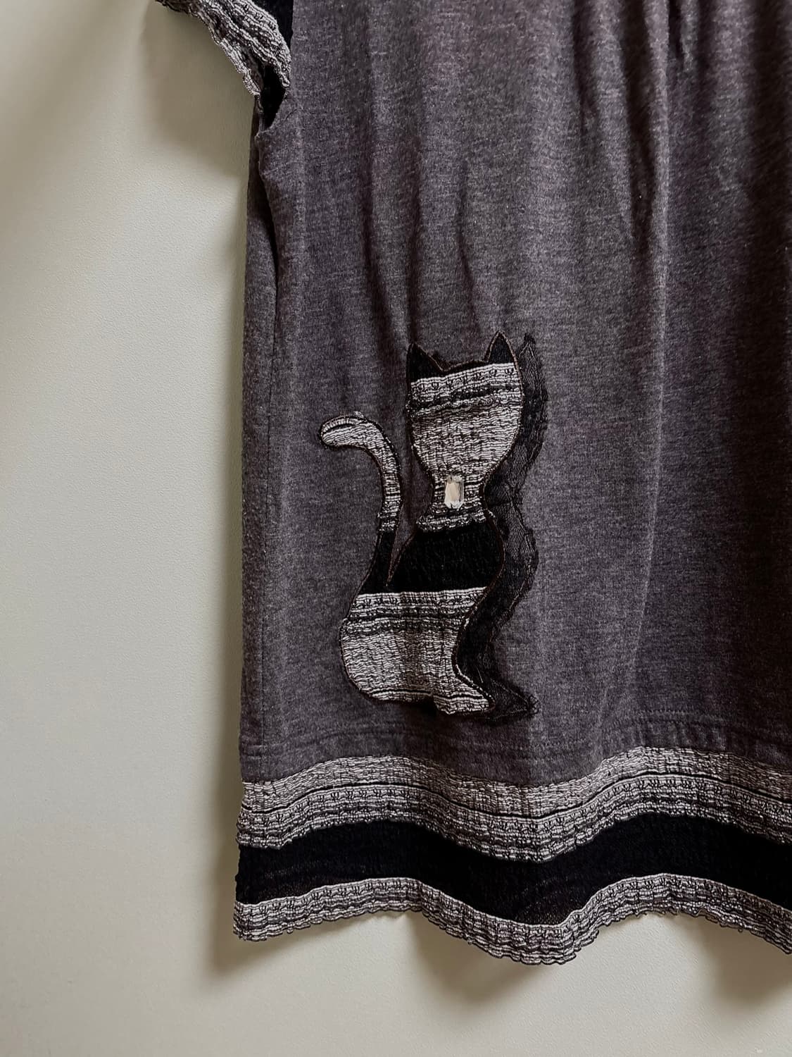 모리걸 고양이 반팔 니트 하구미 펑크 갸루 y2k 상품이미지3