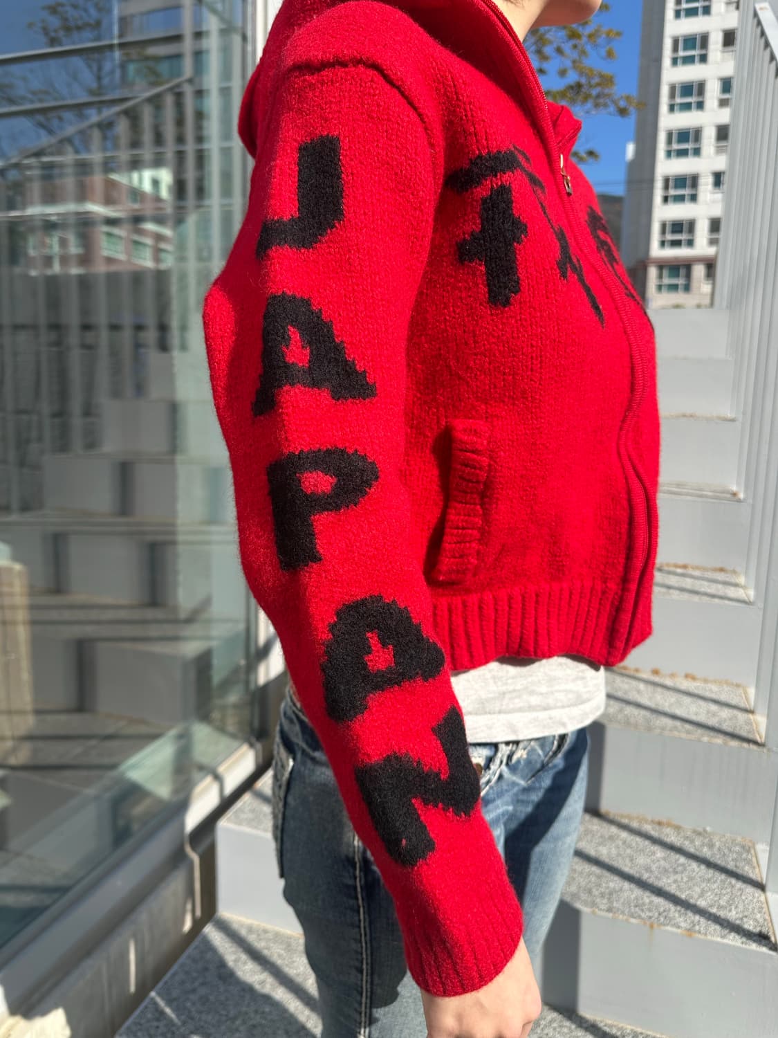 Evisu logo embroidery knit hood zip-up 상품이미지6