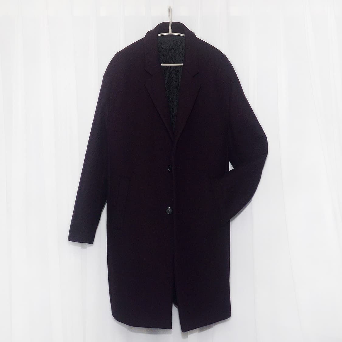 시스템 옴므 딥퍼플 멜튼울 캐시미어 클래식 체스터 코트 (100) 상품이미지1