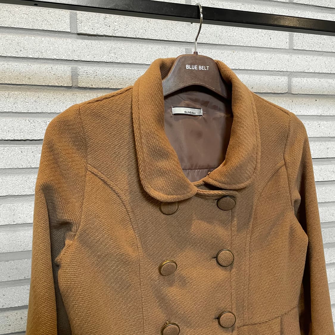 JPN VINTAGE 하프 코트 플레어핏 더블버튼 핀턱 디테일 카멜 상품이미지4
