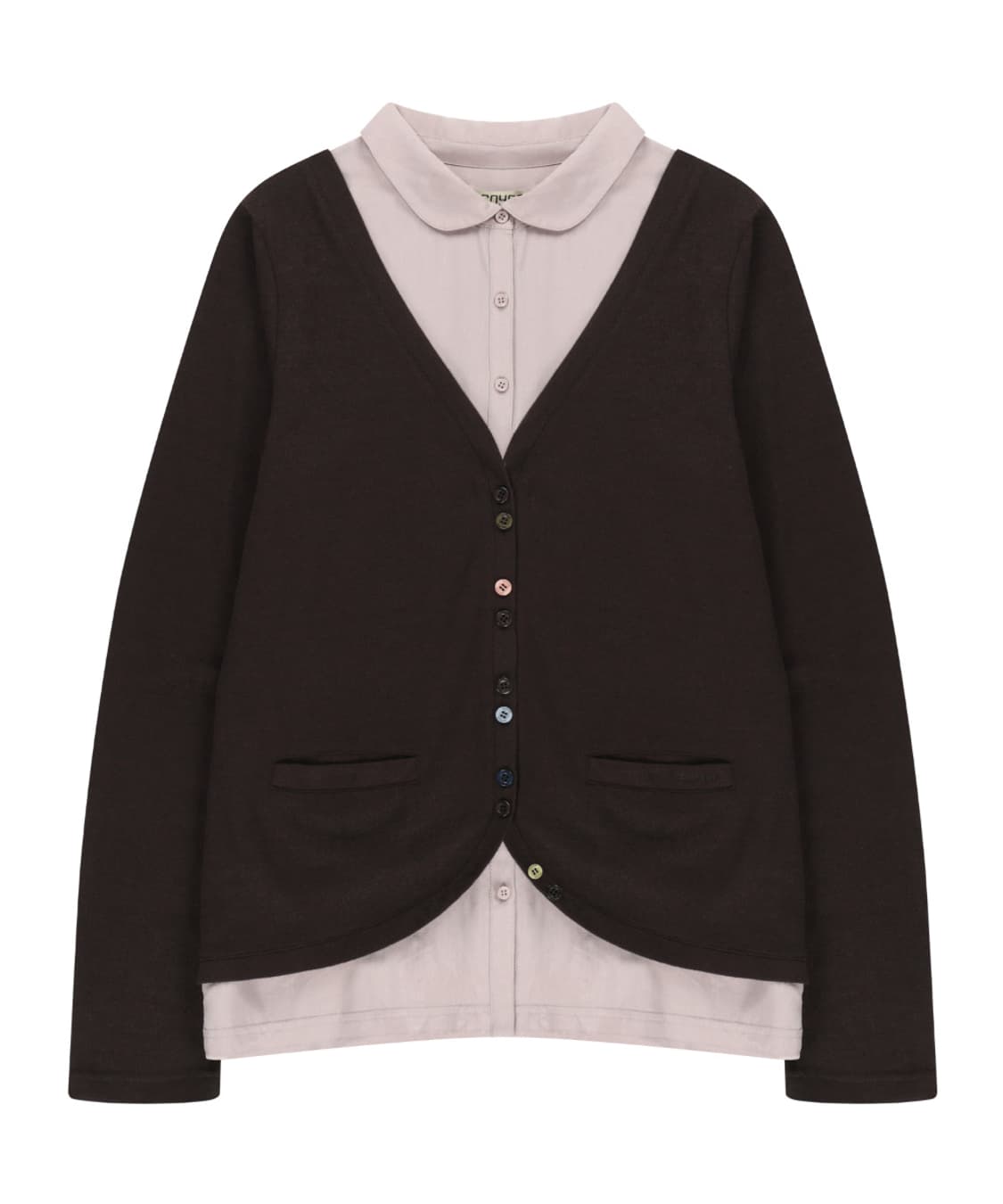 코이세이오 레이어드 셔츠 가디건 브라운 상품이미지1