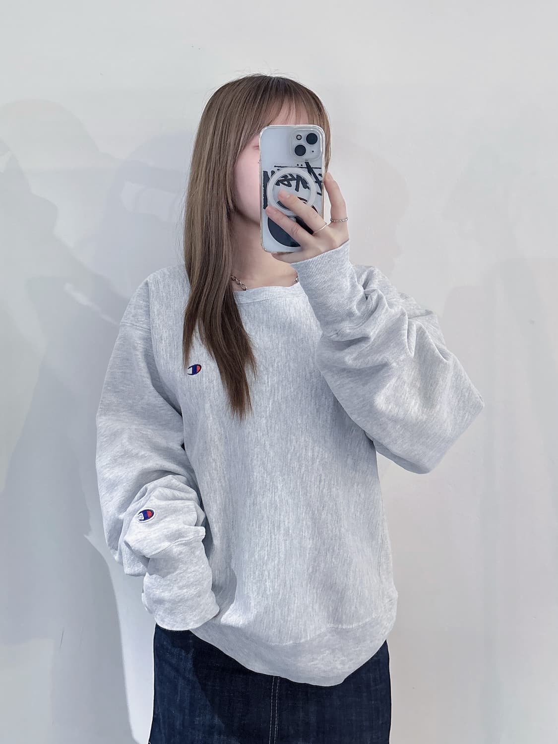 챔피언 리버스위브 라이트그레이 맨투맨 상품이미지2