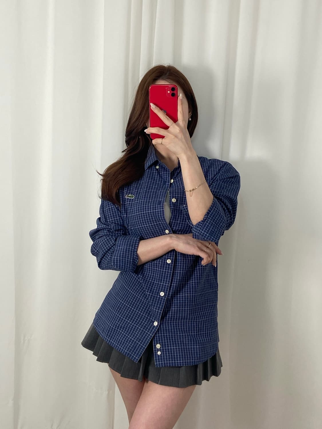 라코스테 체크패턴 와펜 셔츠 상품이미지3