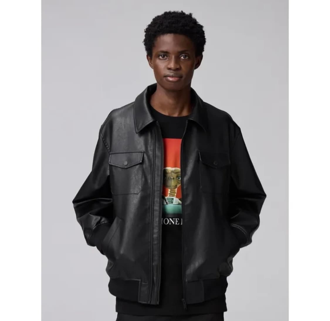 Gu x 언더커버 집업 블루종 레더 자켓 L 상품이미지1