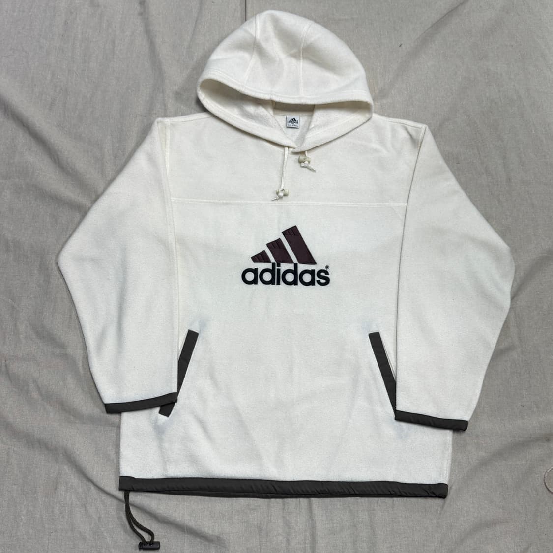 아디다스 90s 올드스쿨 플리스 브라운 빅로고 후드 XL 상품이미지1