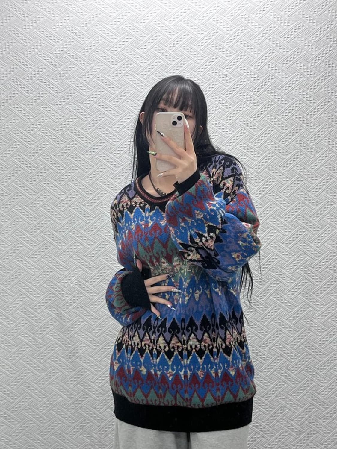 버밀리온 밀라노 빈티지 히피 보헤미안 패턴 니트 V C08729 상품이미지1