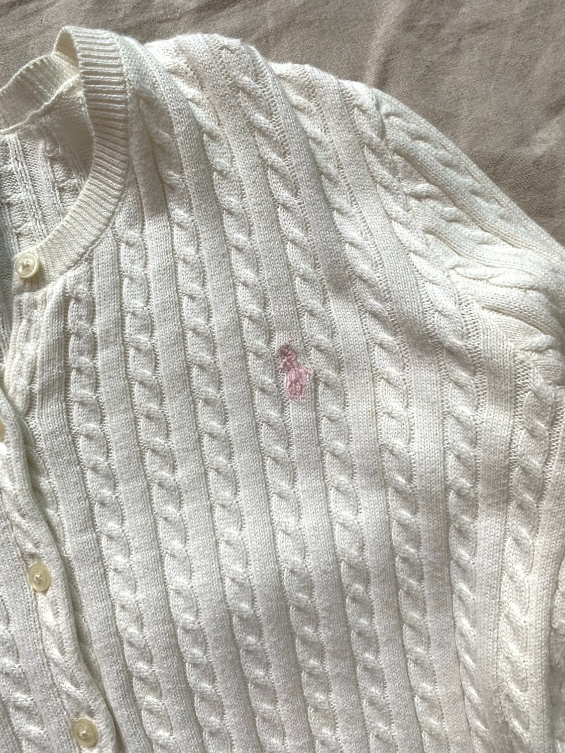 폴로 랄프로렌 포니로고 화이트 케이블 니트 가디건 상품이미지7