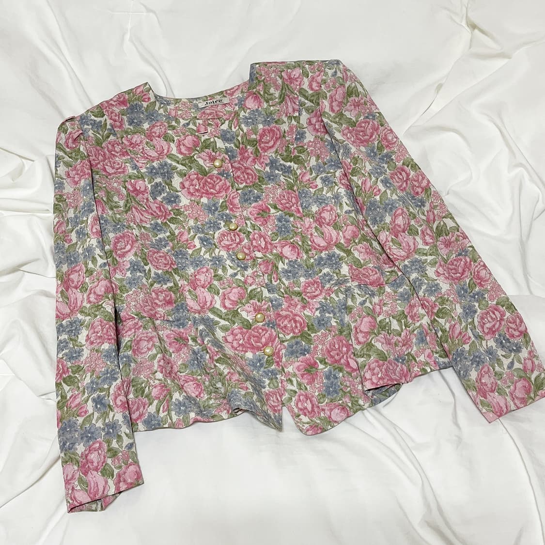 빈티지 ) 플라워패턴 블라우스 자켓 상품이미지2