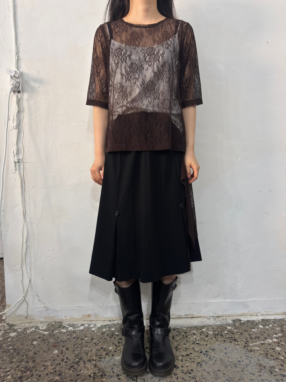 mesh lace design top 상품이미지4