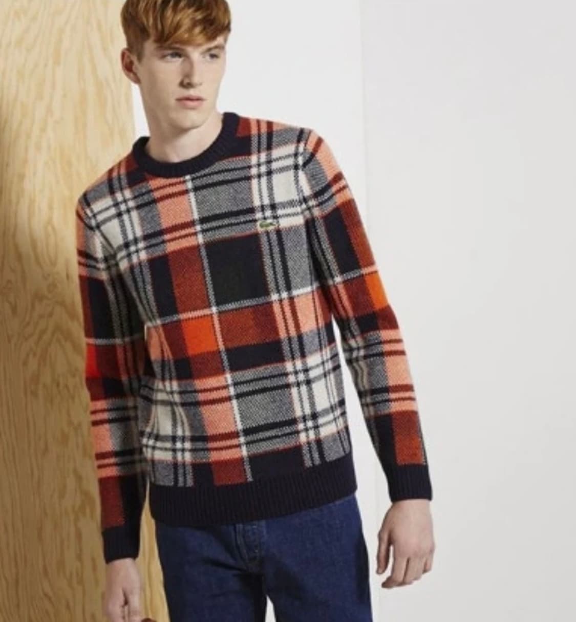 [M] 라코스테 오렌지 체크니트 상품이미지1