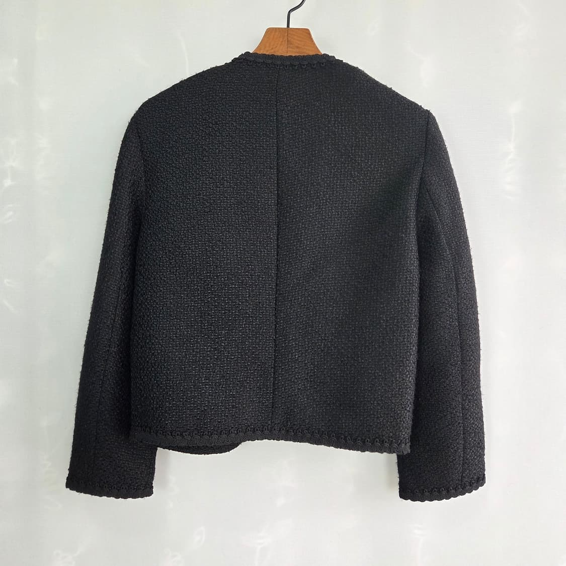 [ZARA] 자라 블랙 트위드 노카라 자켓 여성 XS 상품이미지2