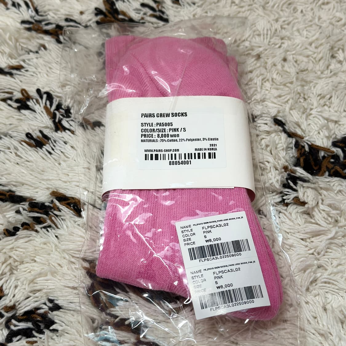 PAIRS 페얼스 양말 핑크 S사이즈 상품이미지3