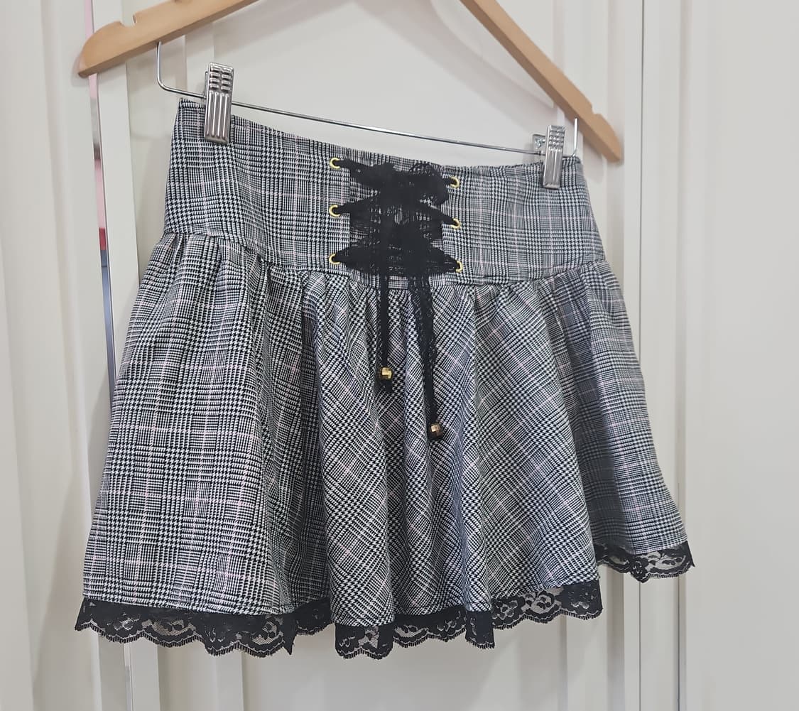 체크 레이스 코르셋 스커트 상품이미지2