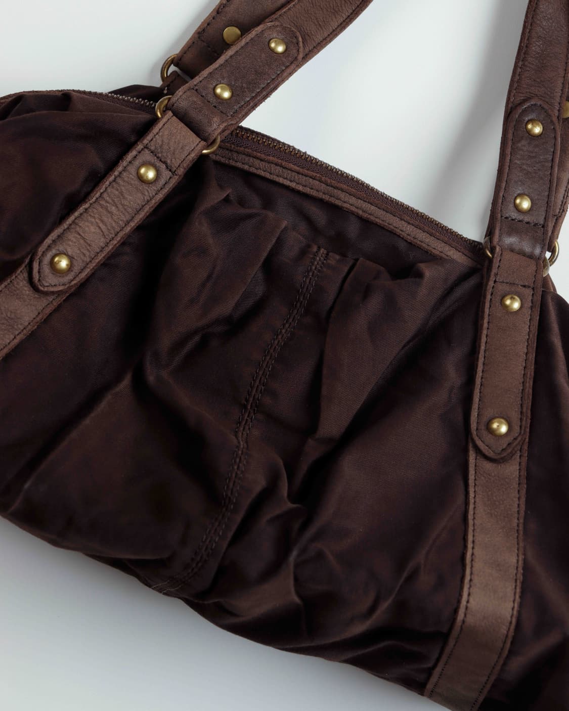 [Y.Nagata by Denim & Co.] 브라운 레더 믹스 숄더백 상품이미지7