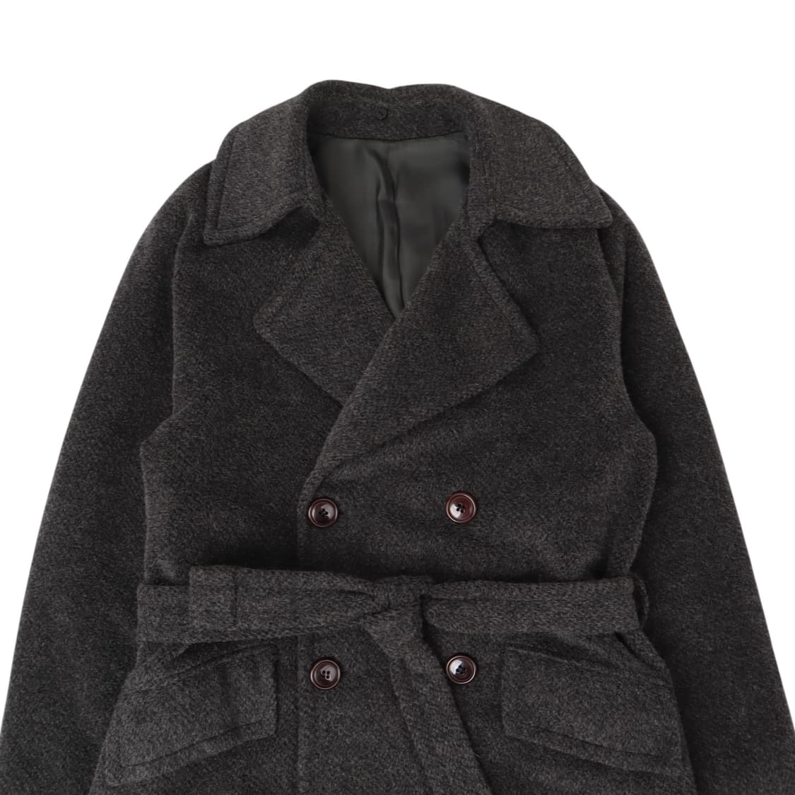솔리드옴므 챠콜 오버핏 더블 브레스티드 울 코트 상품이미지2